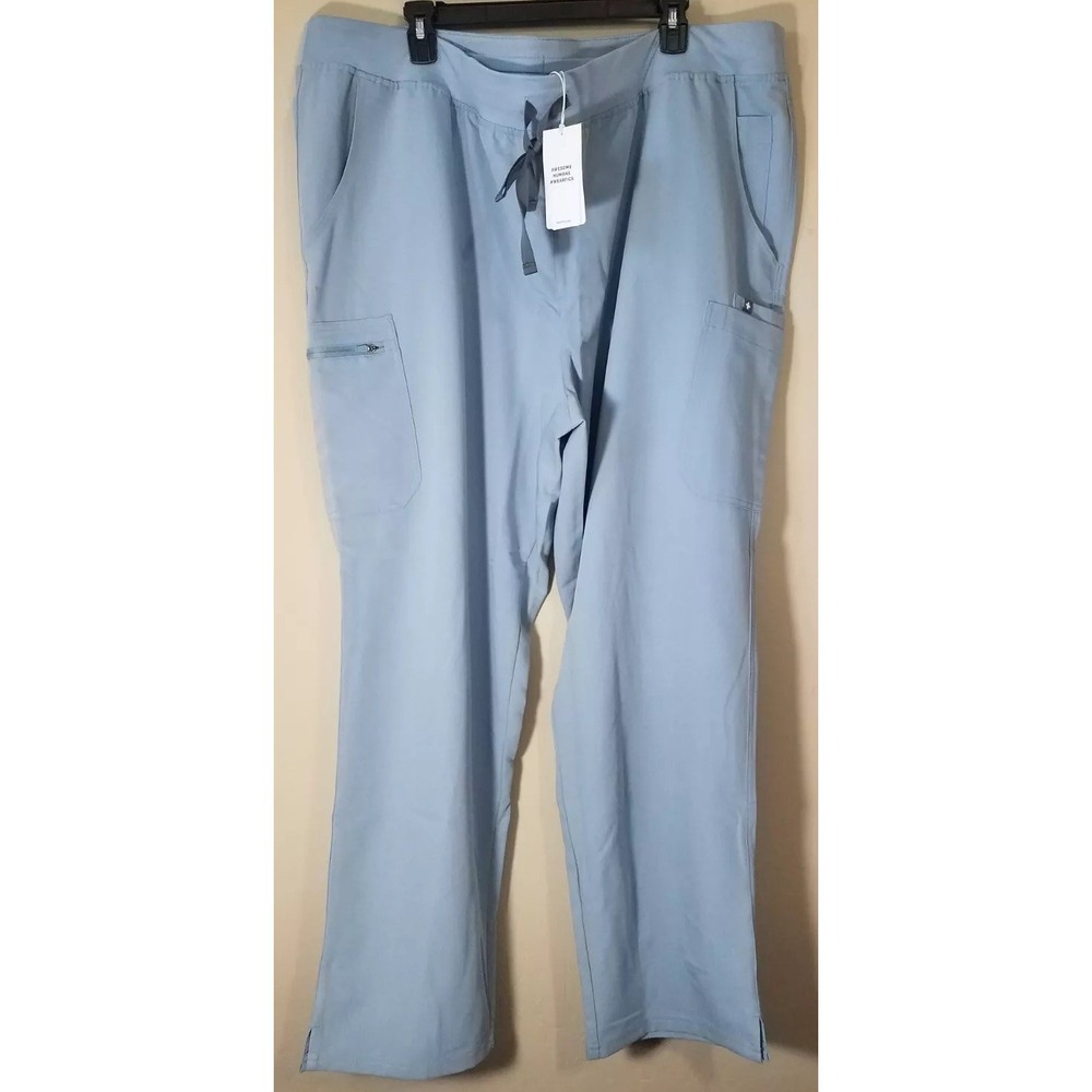 Figs Yola W Yoga Waistband Skinny Scrub Pants Women size 5XLT Tall Blue DBU NEW